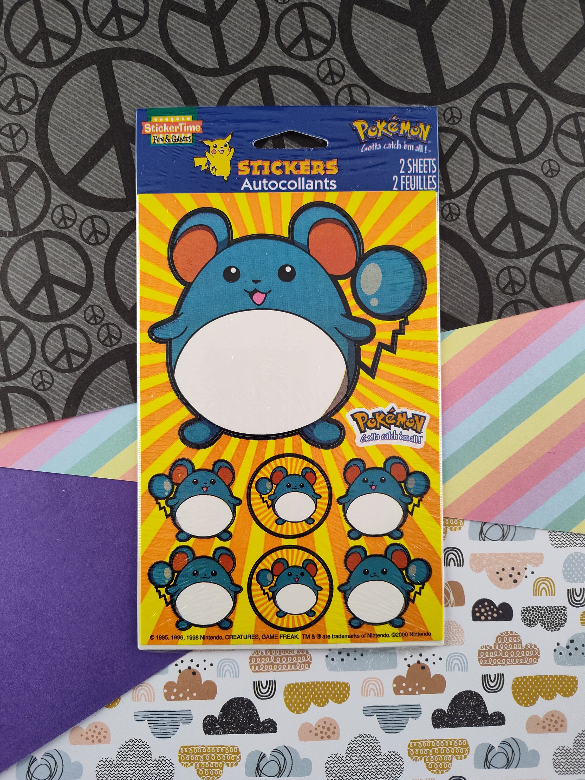 ヴィンテージ 2000 ポケモン StickerTime ステッカーシート マリル 2枚
