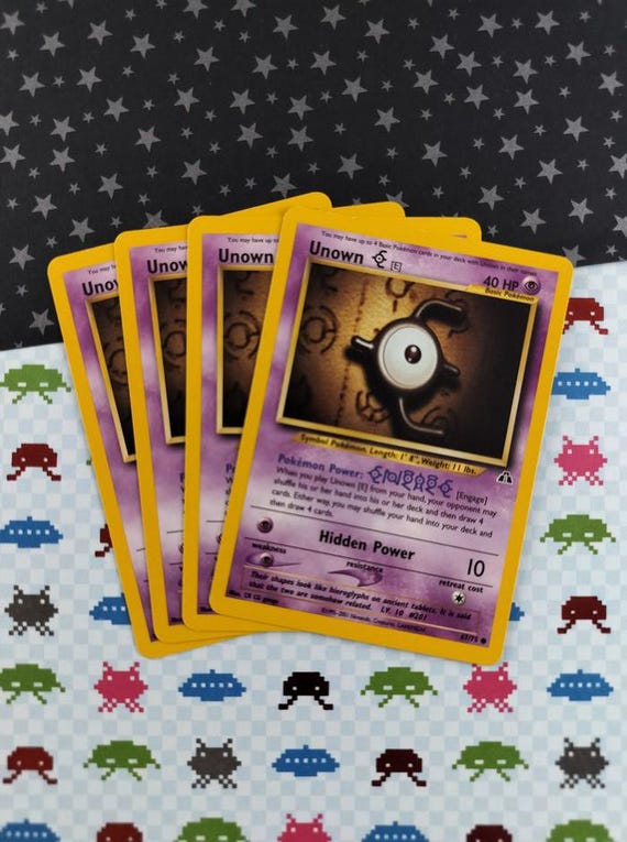 Vintage Common - Set/4 Unown (E) Neo Discovery Non-Holo Pokemon Cards 67/75  - LP