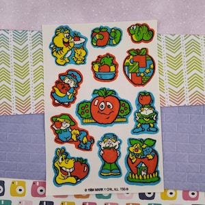 CLEARANCE Vintage 1984 Apples Worms Horses Scratch &#39;n Sniff Full Sticker Sheet