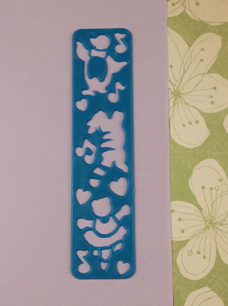 Blue Vintage 1990/'s Lisa Frank Bookmark Stencil Musical Penguin Dancing Bear Cat