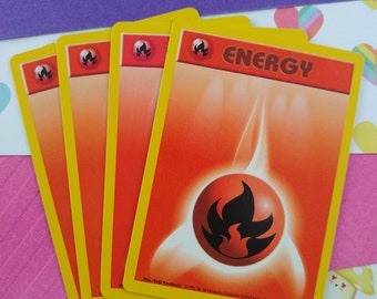 Vintage Energy - Set/4 Fire Base Set Non-Holo Pokemon Cards 98/102 - LP