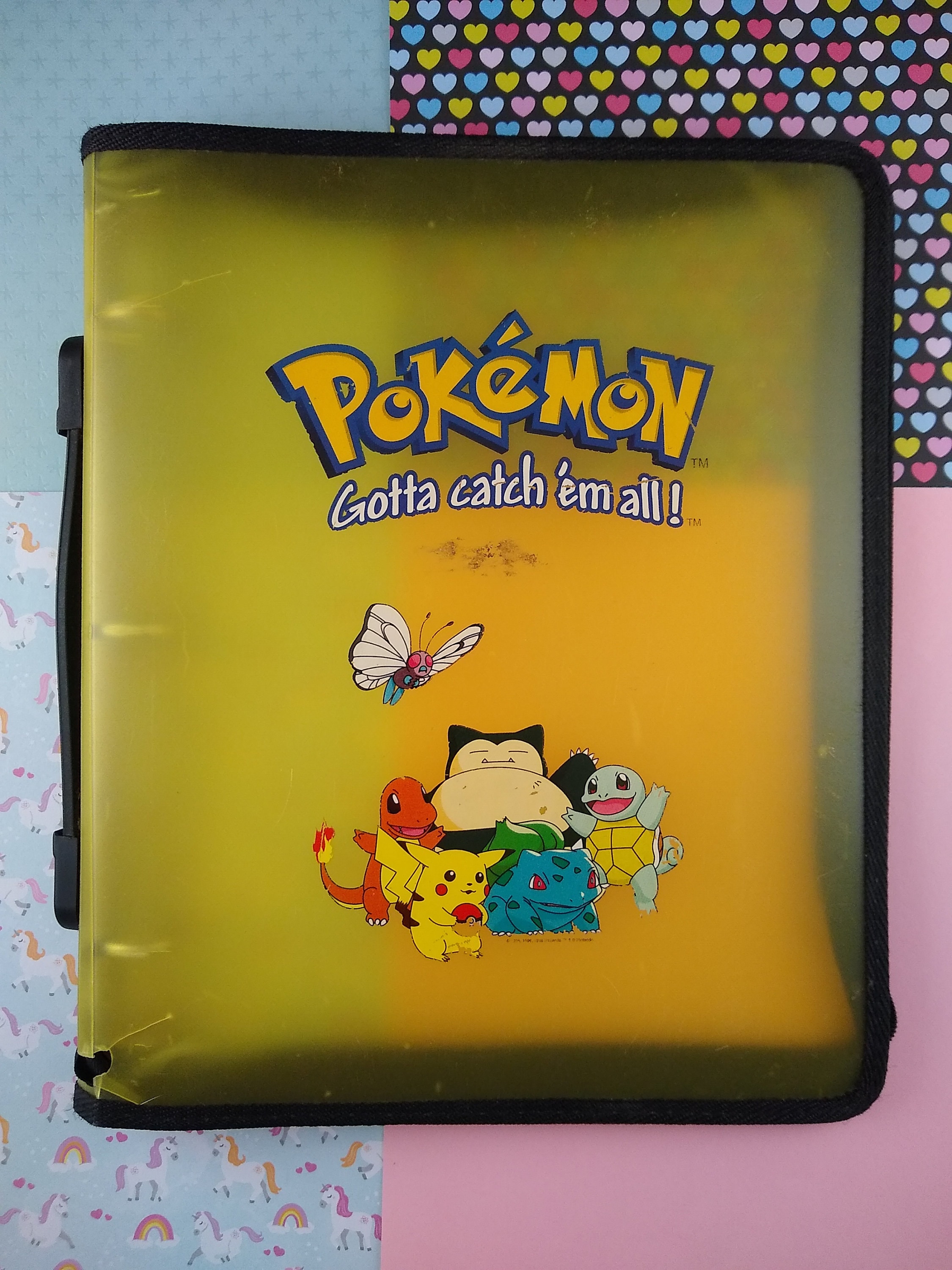 yellow pokemon card binder Vintage 1999 Yellow Pokemon Card Holder Toy Site 3-ring Zipper Binder  W/handle