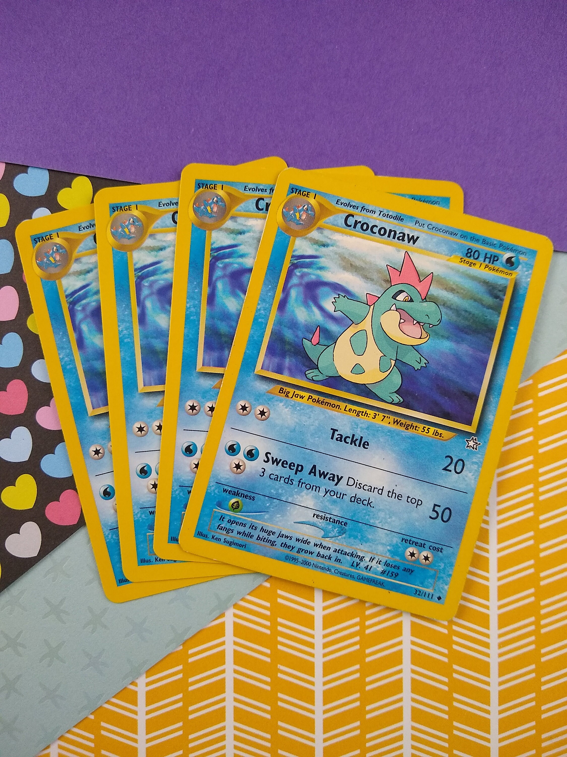 Vintage Uncommon - Set/4 Croconaw Neo Genesis Non-Holo Pokemon Cards 32/111  - LP
