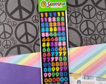 Vintage Sandylion Stickers, Prismatic Rainbow Numbers, 1 Sheet New & Sealed