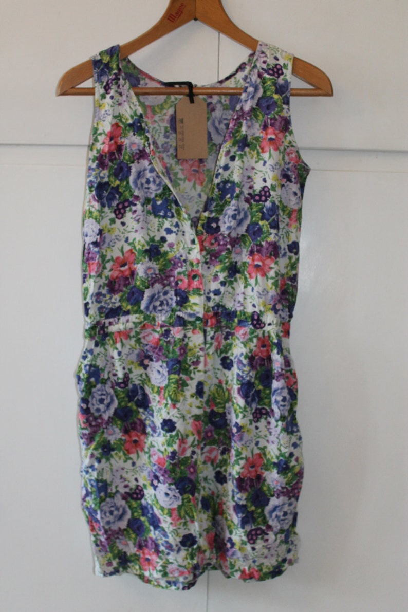 Vintage Floral Playsuit Size 10 12