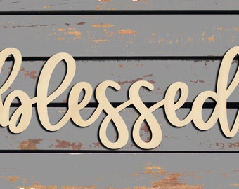 Blessed Wood Letters Etsy
