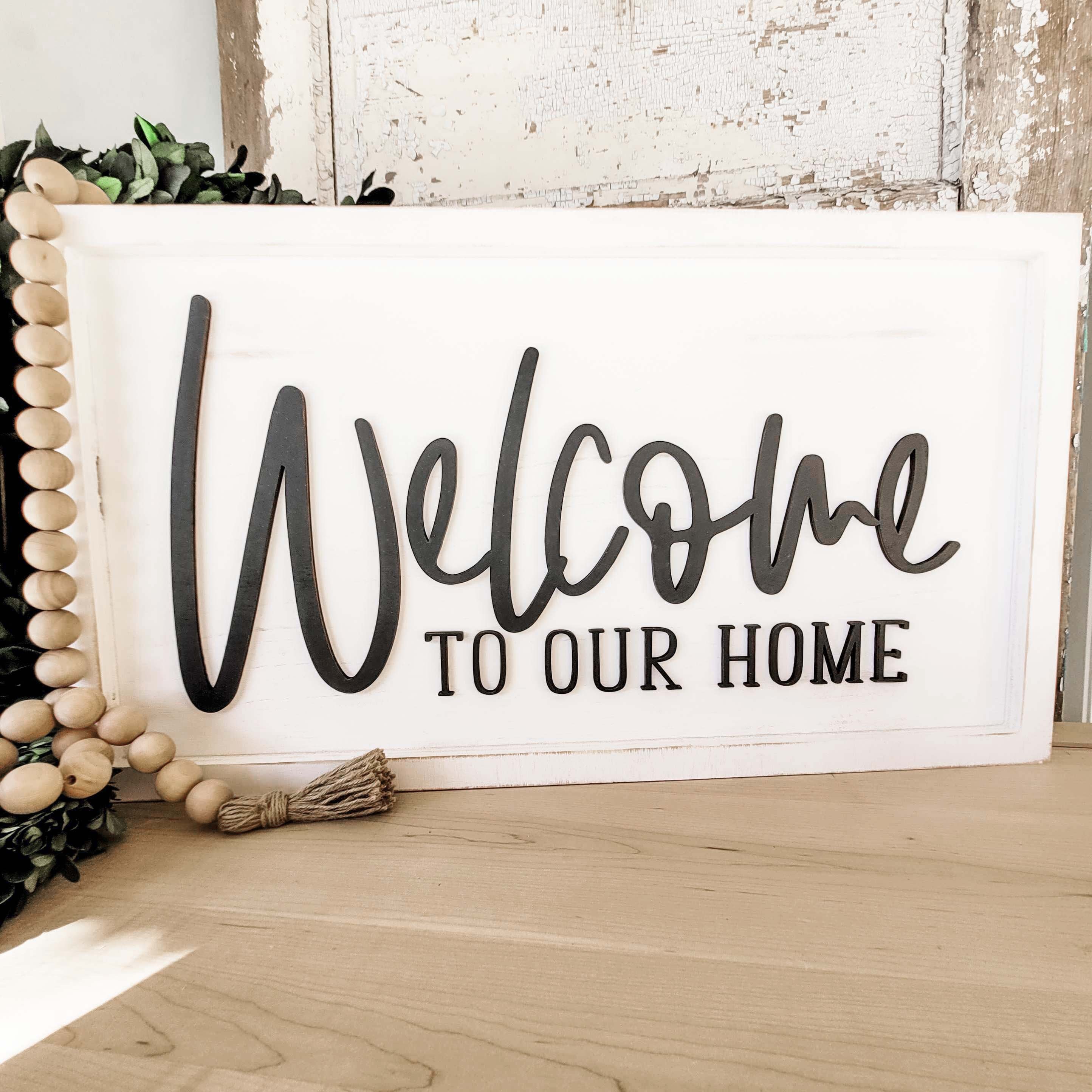 Welcome to our home wood sign 3D wood sign | Etsy