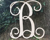 SALE Unfinished Wooden Monogram Letter- Single Vine 12 quot 7.99 1 2 quot Birch not MDF