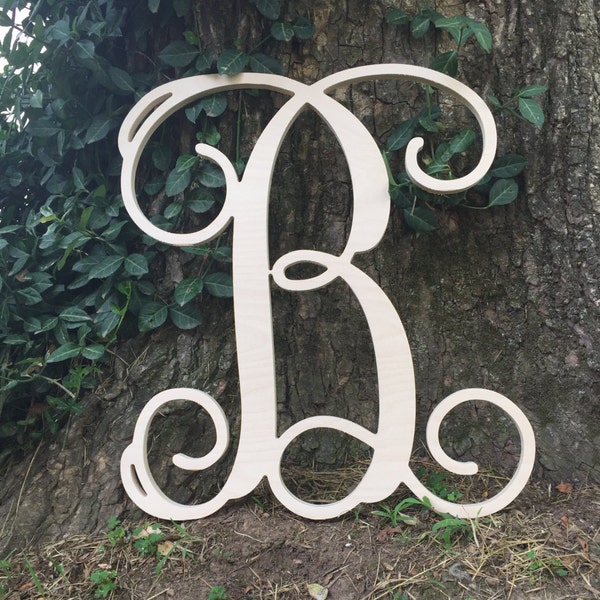 Unfinished Wooden Monogram Letter- Single Vine 12" -- 10.99 !!!! 1/2" Birch not MDF