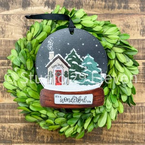 Christmas Ornament - Snow Globe &#39;It&#39;s a Wonderful Life&#39; Cottage Scene - Artist Collection by Lady A