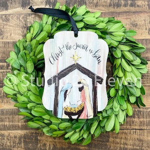 Christmas Ornament: Nativity - Festive 4&quot; Boutique Shape Ornament - Artist Collection by Lady A