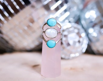 Silver Rainbow Moonstone Ring