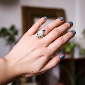 Silver Rainbow Moonstone Ring image 1