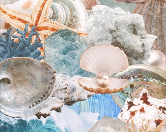 Mermaid Dream Artwork Aura Collage Print