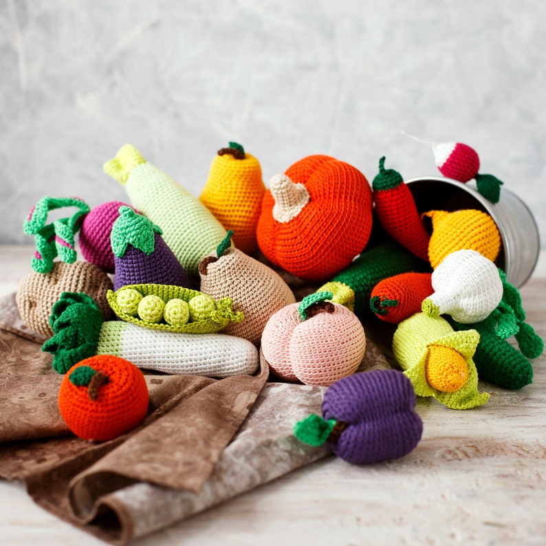 Crochet Play Food Set 10 Pcs Pretend Play Kitchen Etsy