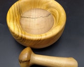 Mortar and Pestle hand made in Sycamore and Cherry wood.
