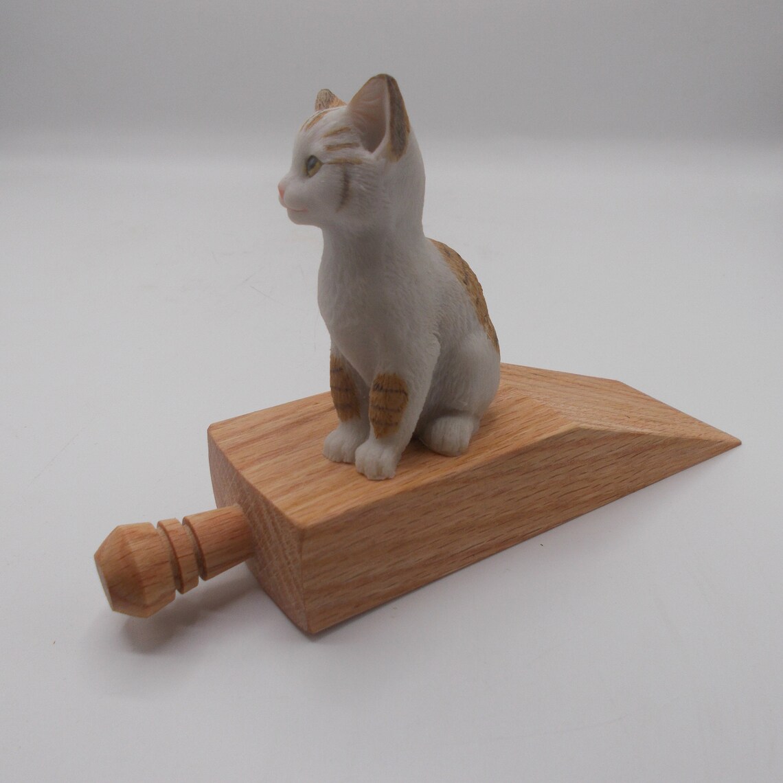 Oak Doorstop with Ginger & White Cat hand made English oak Etsy