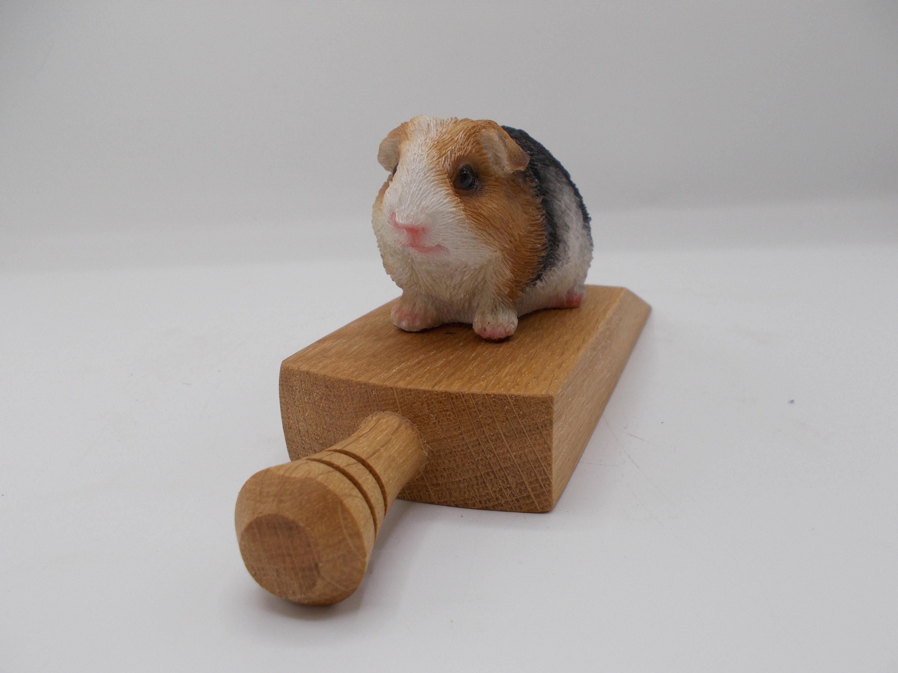 English Oak Door Stop With Black and Brown Guinea Piglovely Etsy UK