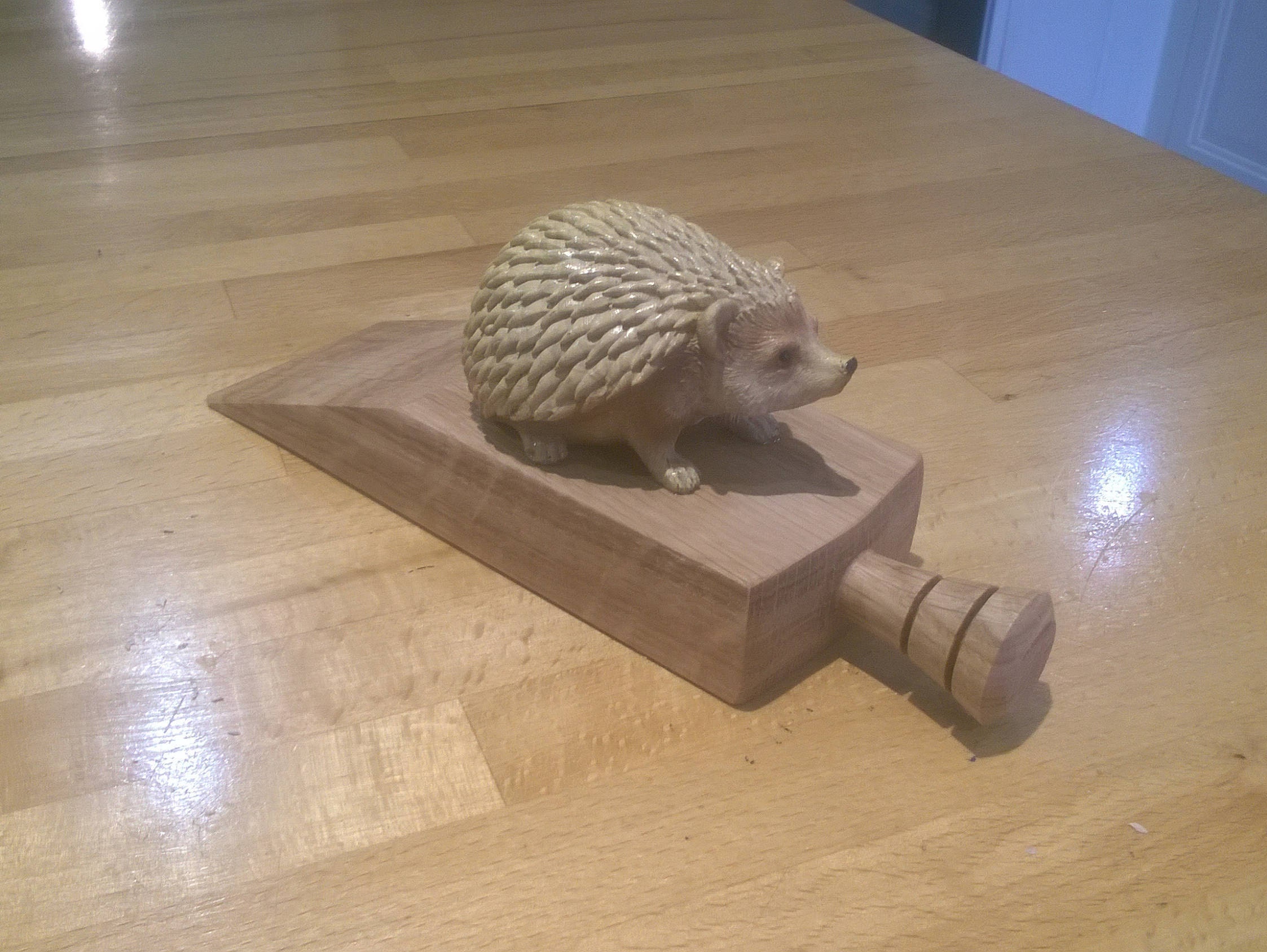 Oak Doorstop with wood effect Hedgehog, hand made in English oak ,fre…