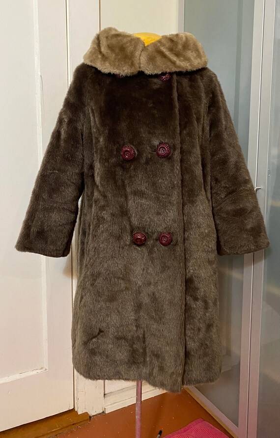 1970s faux fur long coat women's vintage chocolat… - image 3