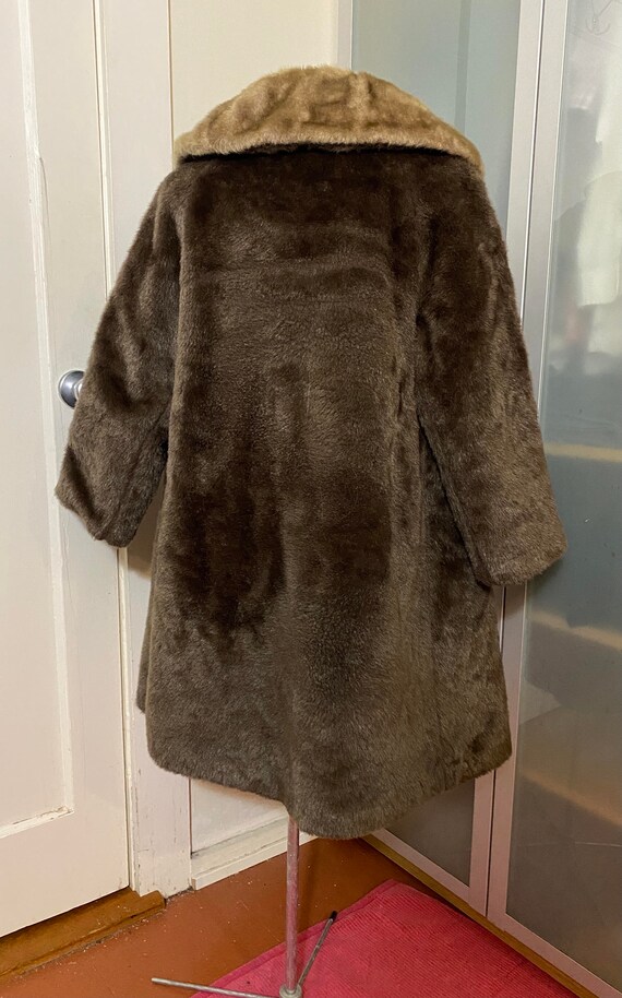 1970s faux fur long coat women's vintage chocolat… - image 4