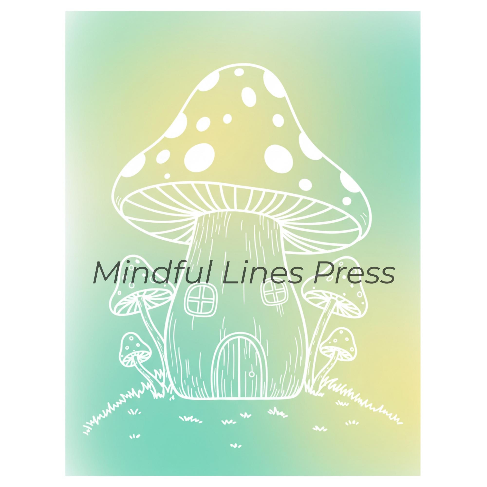Printable Ink Tra Printable Ink Tracing Reverse Coloring Book | Whimsical Mushroom Houses ...