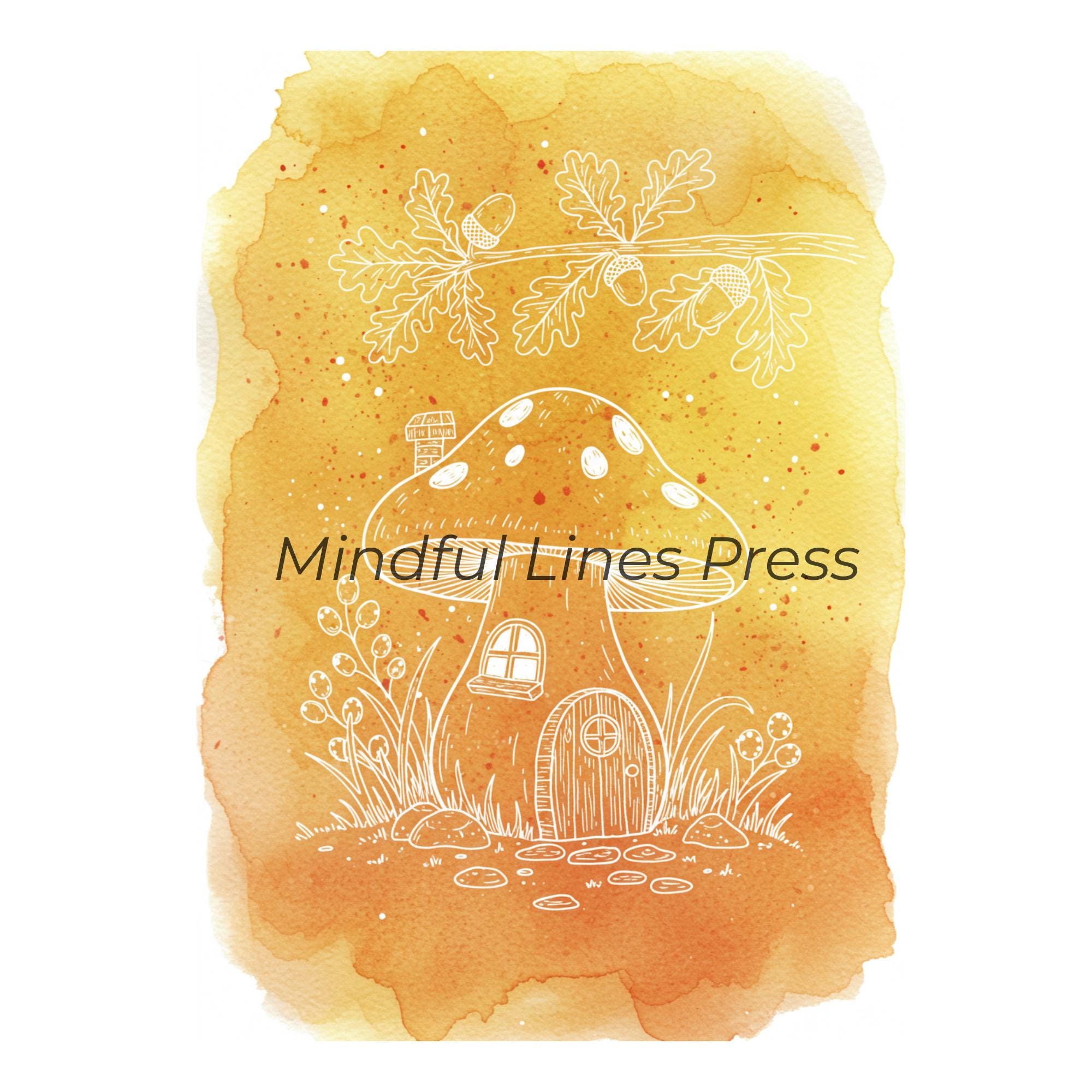 Printable Ink Tra Printable Ink Tracing Reverse Coloring Book | Whimsical Mushroom Houses ...