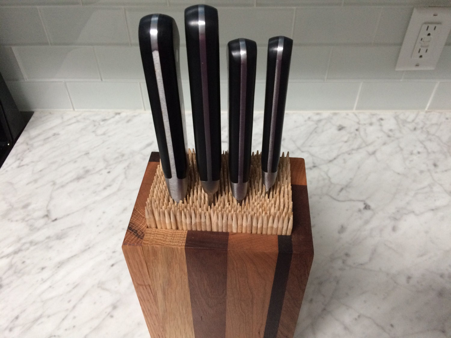 Wooden Skewer Knife Block Etsy