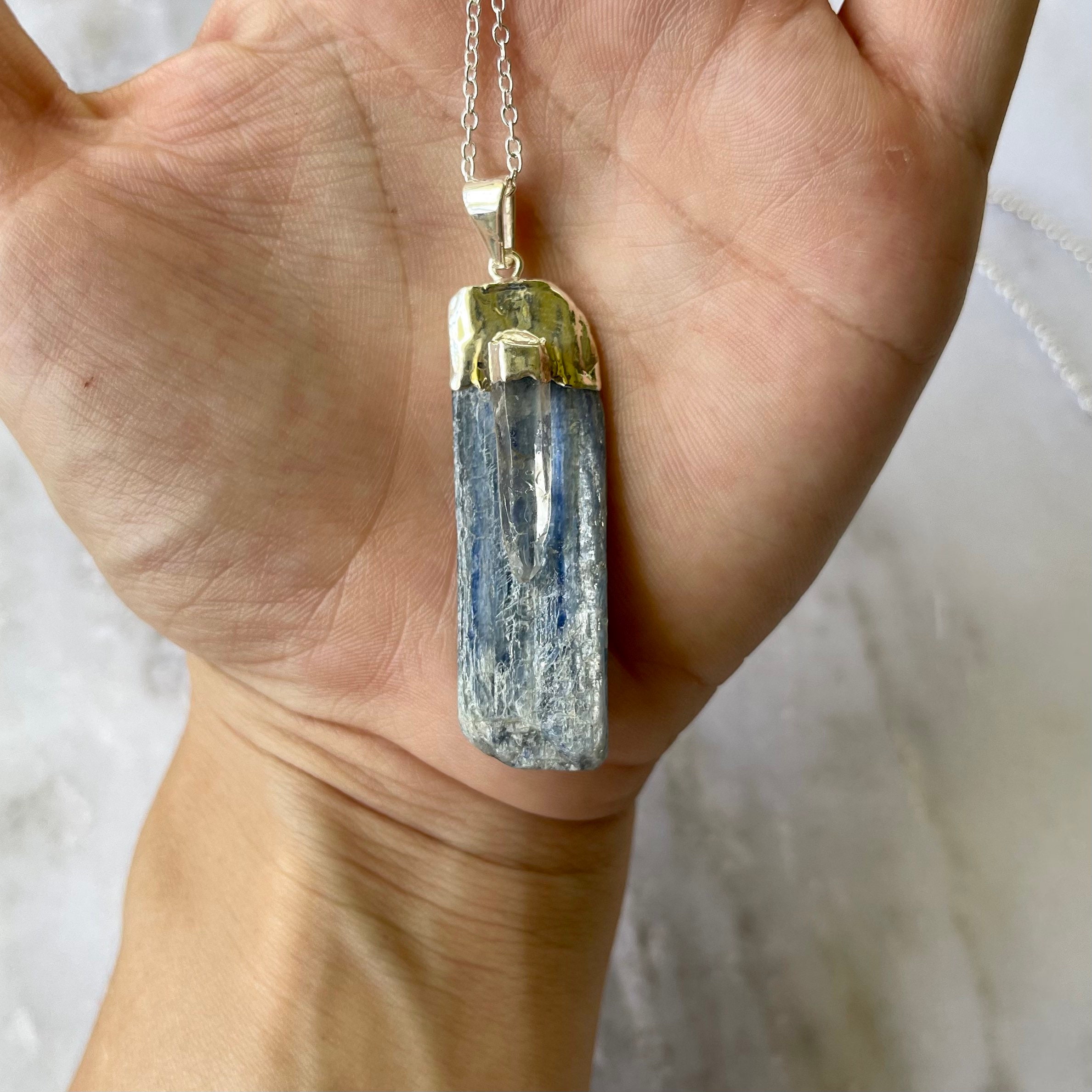 Blue Kyanite and Quartz Necklace - Etsy