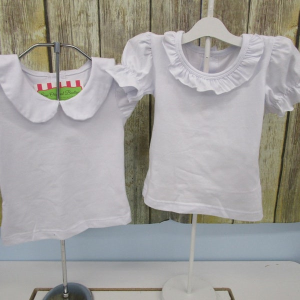 Girl White Shirt Girl Peter Pan Collar Shirt Girl White Shirt Girl Ruffle Neck Shirt