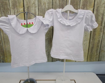 Girl White Shirt Girl Peter Pan Collar Shirt Girl White Shirt Girl Ruffle Neck Shirt