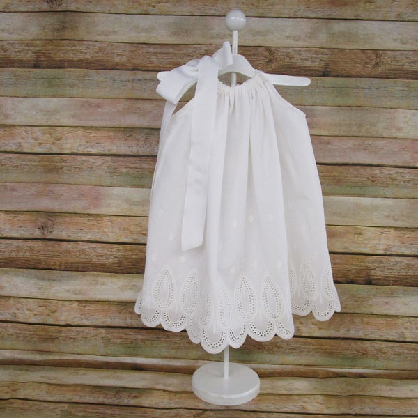 Girl White Pillowcase Dress Christening Dress Baptism Dress Baby Dedication Dress Portrait Dress Flower Girl Dress