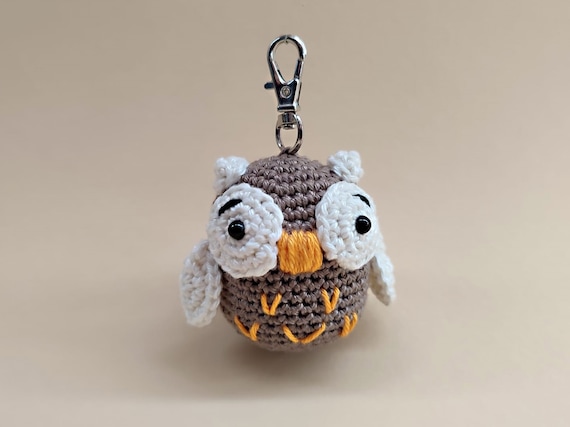 Gehäkelte Eule, Eulen Schlüsselanhänger, Kawaii Eule, Amigurumi Eule gehäkelt, gehäkelter Uhu, Vogel, Kawaii Uhu, Kawaii, Einschulung