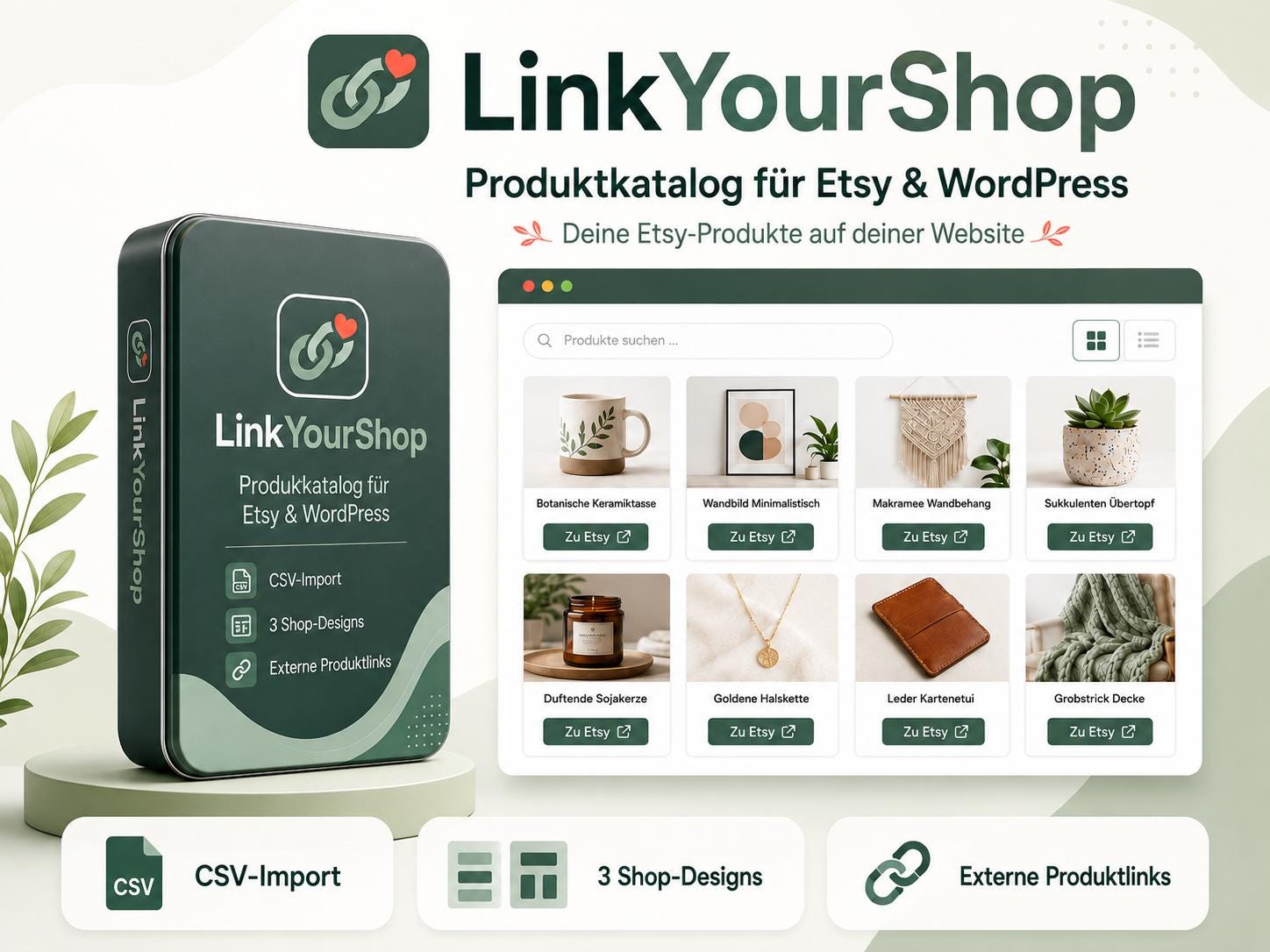 LinkYourShop WordPress Plugin – Etsy Produktkatalog einfach in WordPress anzeigen