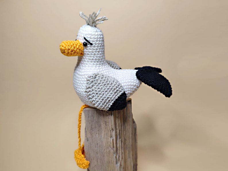 gehäkelte Möwe, gehäkelte Seemöwe, Kawaii Möwe, Kawaii Seemöwe, Amigurumi Seemöwe, Deko Maritim, Amigurumi Möwe, Stranddeko, Kantenhocker image 8