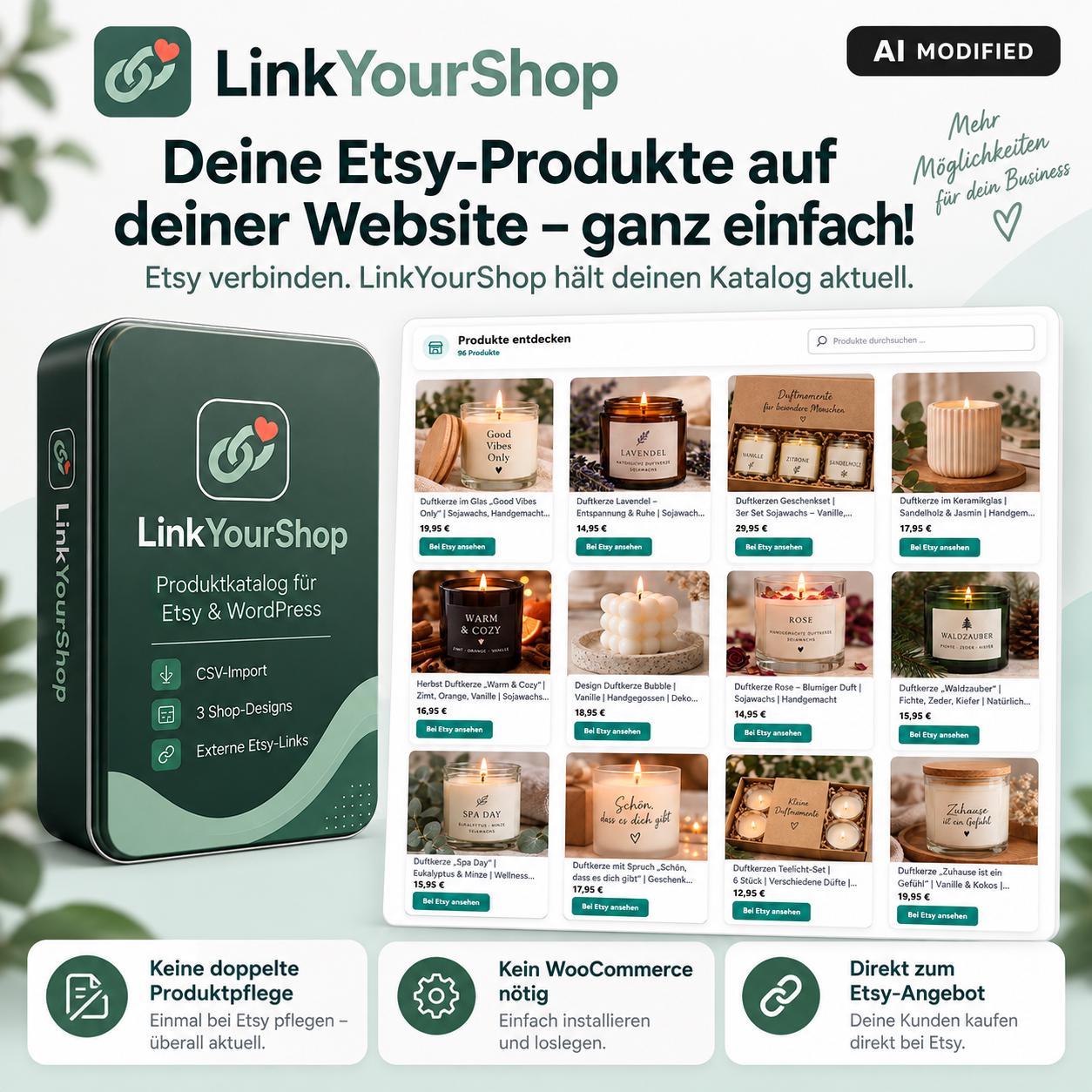 LinkYourShop – Etsy-Shop mit WordPress verbinden & Produkte automatisch importieren und synchronisieren