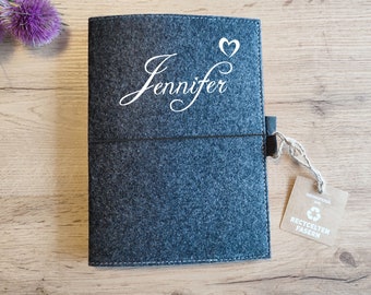 Personalisierte Filz Buchhülle, Filzhülle, Geschenkidee, Größe A5, personalisiertes Geschenk