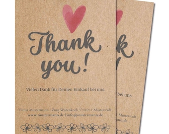 E-Commerce Danke-Karte personalisiert auf Kraftpapier - Thank You Cards – Conversion- und Review Booster, Online-Händler