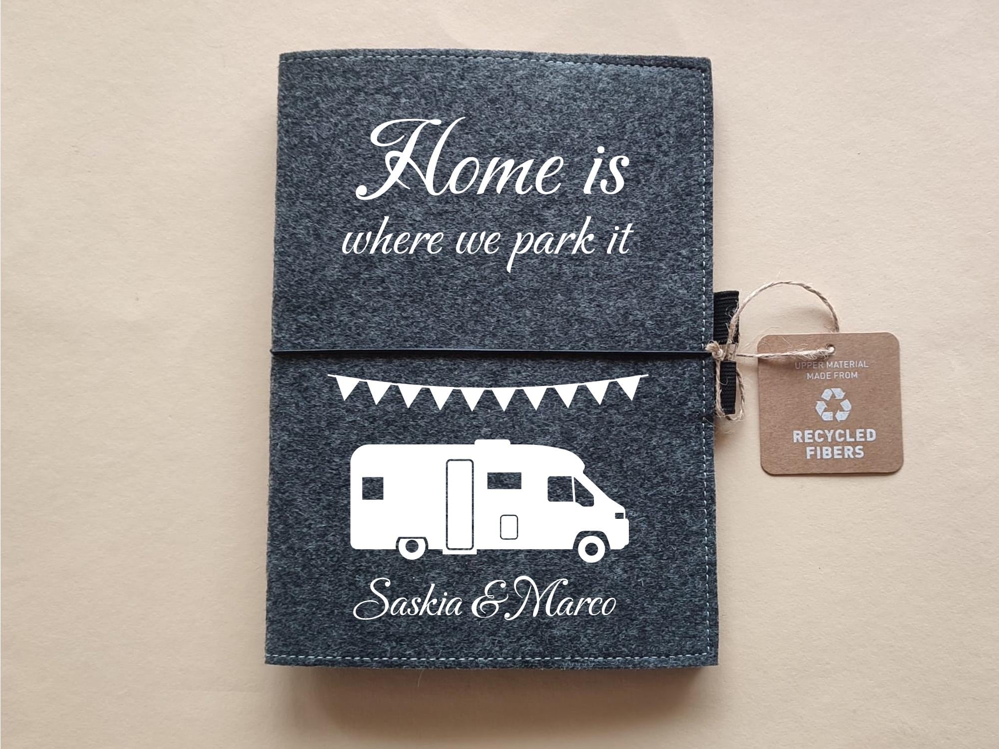 Personalisierter Filzumschlag Camping DIN A5 mit Campingmotiv | Geschenk für Camper | Wohnwagen | Wohnwagen