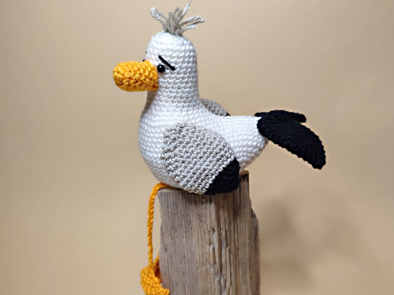 gehäkelte Möwe, gehäkelte Seemöwe, Kawaii Möwe, Kawaii Seemöwe, Amigurumi Seemöwe, Deko Maritim, Amigurumi Möwe, Stranddeko, Kantenhocker image 6