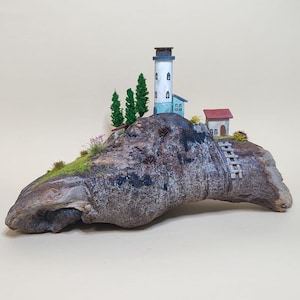 Leuchtturm auf Treibholz, Miniatur, maritim, maritime Deko, Treibholz Deko, irish, Irland, Treibholz Skulptur, Nordsee, Ostsee, Diorama