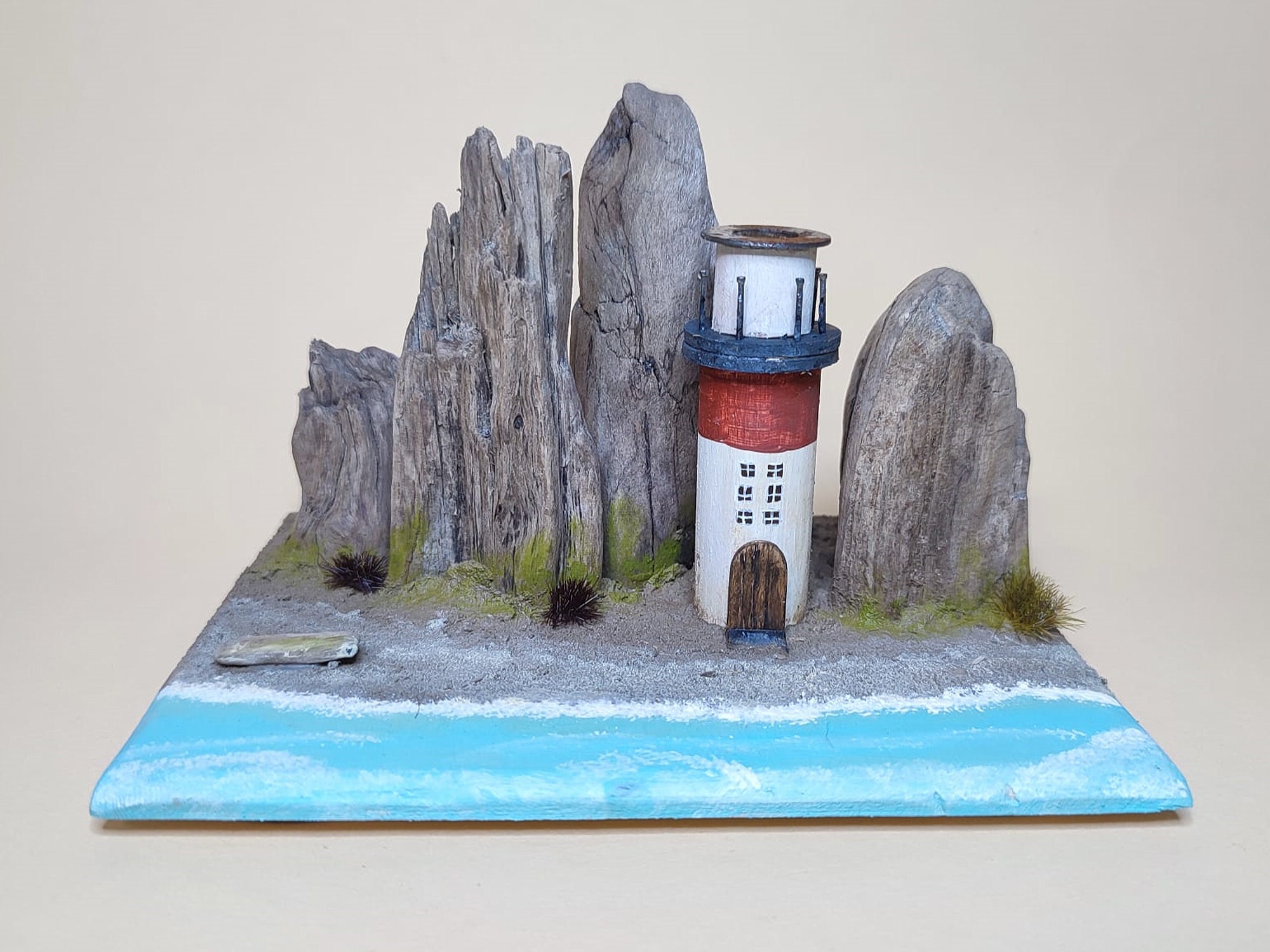 Leuchtturm Treibholz – Klippen, Felsen, Miniatur, maritim, Deko, Treibholz Deko, Irland, Nordsee, Ostsee, Diorama
