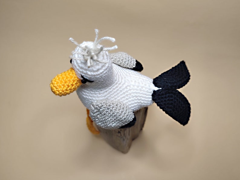 gehäkelte Möwe, gehäkelte Seemöwe, Kawaii Möwe, Kawaii Seemöwe, Amigurumi Seemöwe, Deko Maritim, Amigurumi Möwe, Stranddeko, Kantenhocker image 7