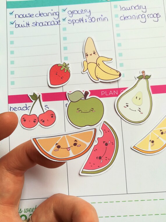 fruit planner stickers kawaii fruits stickers fruit etsy etsy