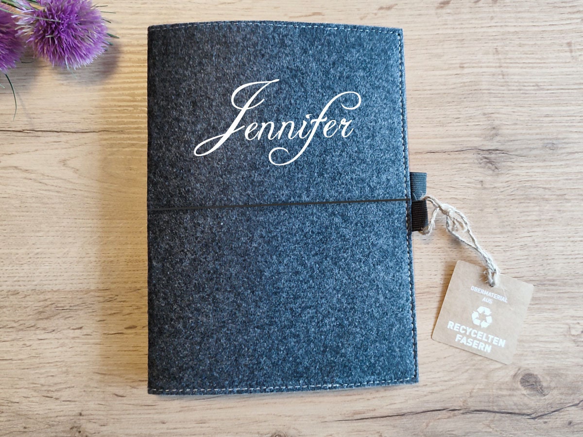Filzbuchhülle Cover DIN A5 mit Personalisierung, Buchhülle, personalisiertes Geschenk, Filzhülle, Geschenkidee mit Wunschtext