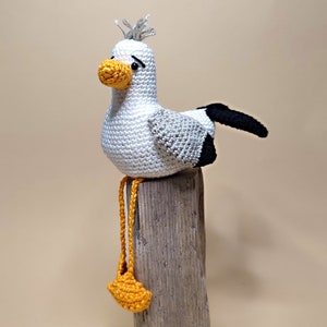 gehäkelte Möwe, gehäkelte Seemöwe, Kawaii Möwe, Kawaii Seemöwe, Amigurumi Seemöwe, Deko Maritim, Amigurumi Möwe, Stranddeko, Kantenhocker image 1