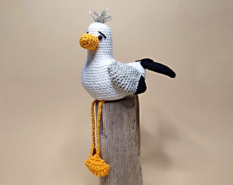 Gehäkelte Möwe - Seemöwe, Kawaii Möwe, Kawaii Seemöwe, Amigurumi, Maritim Deko, Stranddeko, Kantenhocker