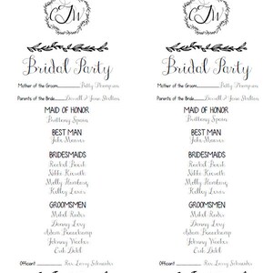 PRINTABLE Wedding Ceremony Program