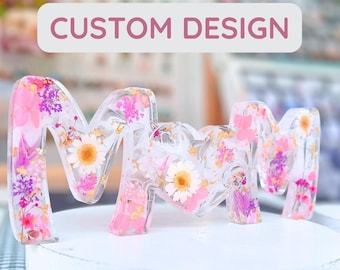 Pressed Flower MUM sign – Personalised Gift, Custom design, gift for Mother's day