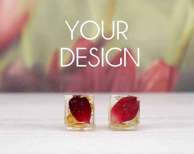 Real Flower Personalised Studs
